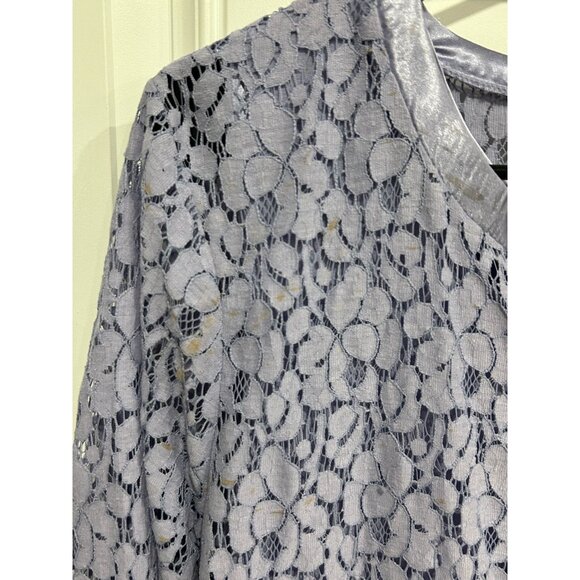 Vintage Dialogue Button Front Cardigan and Tank Set Lavender Sz XL Satin Trim - Picture 4 of 13